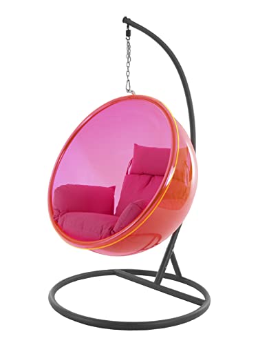 Kideo® Ensemble complet : fauteuil suspendu avec armature et coussin, demi-coque, bubble transparent (structure : gris/panier : rose (magenta), coussin : rose (333) Cover