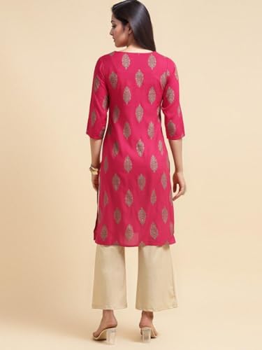 Image of rangita Women Rayon Straight Fit Knee Length Printed Straight Kurti | Kurta