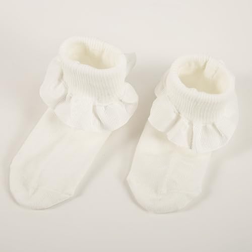 Girls Ruffle Socks Toddler Girl Turn Cuff Crew Frilly Dress Socks Non Slip Grip Dance Sock with Ruffles for Kids Baby4