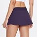 Willit Womens Swim Skirt Athletic Bathing Suit Skorts Skirts Swimsuit Bottoms with Zipper Pocket Purple L