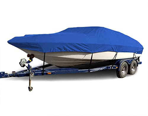AMGJ Cubierta para Lancha, Funda para Barco 210D Impermeable para V-Hull, Tri-Hull, Bass Boat, Pro-Style, Barco de Pesca, Runabout,Azul,20~22FT: 700x254cm Cover