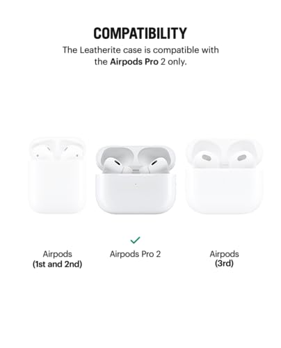 Image of Dailyobject Leatherite AirPods Case Cover Compatible with Apple Airpods Pro 2 | Durable Leatherite Material | Shock Resistant & Lightweight | Compatible Wireless Charging | Stylish Design - (Black)