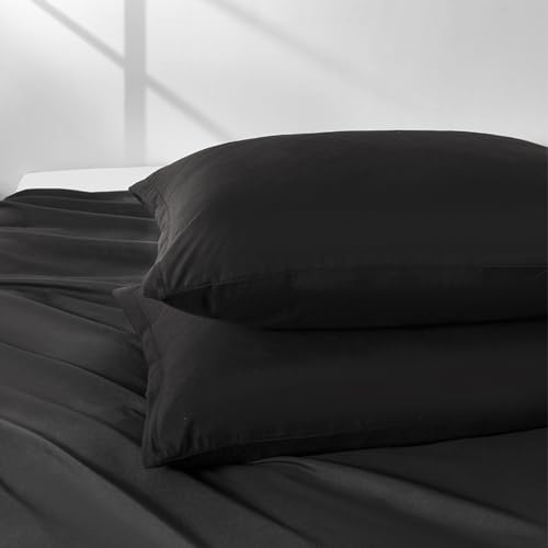 Image of 2 Pack Microfiber Queen Zipper Pillowcases, Soft Comfortable Not Shrink Black Pillow Case, Breathable Pillow Cases Set of 2 (20x30 Inches)