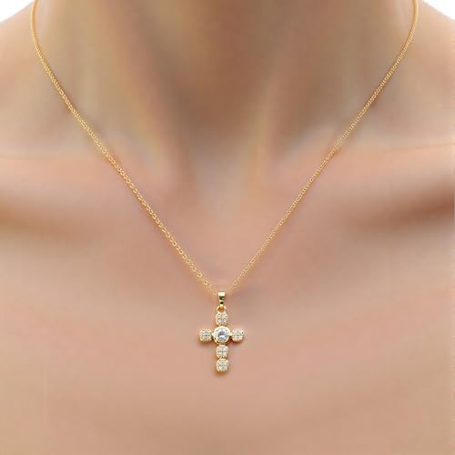 Gold Cross Necklace for Women 14K Gold Plated/Silver Layered Cross Choker Dainty Tiny Double Sideway Cross Pendant Necklace Trendy Jewelry Gifts for Women3