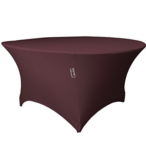 LA Linen Round Spandex Tablecloth 48" x 30" High, Eggplant