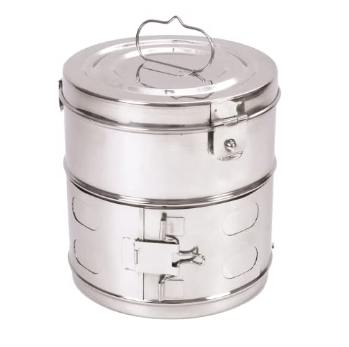 Image of Kashi Surgicals KS Dressing Drums - Stainless Steel, Super Deluxe with Clip-on Lid (11 inch x 9 inch - 11 inch Diameter x 9 inch Height)