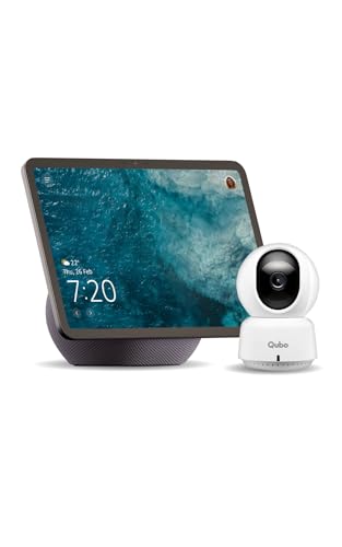 Image of Amazon Echo Show 11 (newest model), vibrant 11 inch Full HD display with spatial audio & Alexa, new sleek design, Graphite, combo with Qubo CCTV camera