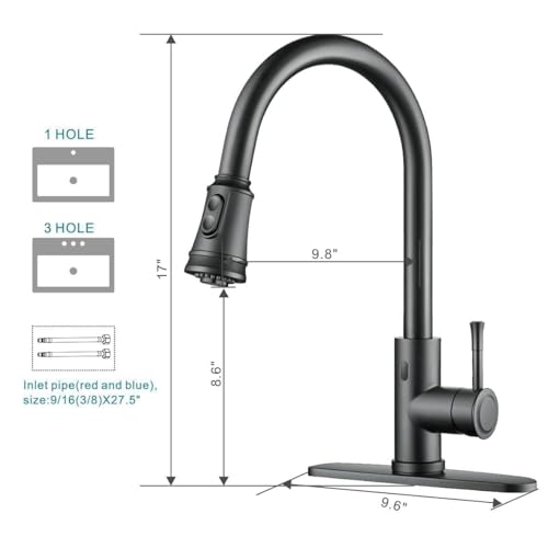 Touchless Kitchen Faucet Automatic Smart Faucet with Pull Down Sprayer Stainless Steel Matte Black Single Handle Motion Sensor Activated Faucet - Image 5