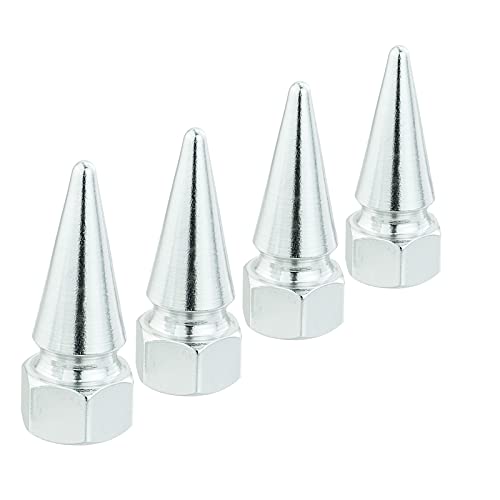 Lunsom Spike Valve Caps Tire Air Stem Rim Cap Cover Aluminum Accessories Fit Most Vehicle Truck Motorcycles Bikes (4PCS Silver) - Thumbnail 2