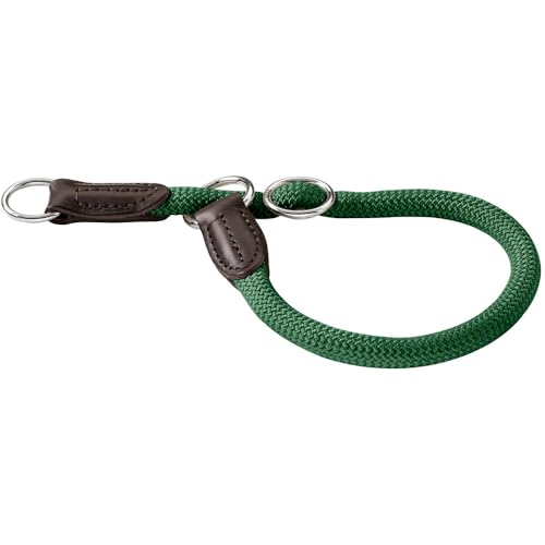 HUNTER Dressurhalsung FREESTYLE, Farbe: dunkelgrün, strapazierfähiges Tau mit Polyamid-Kern, weich & robust, wetterfest & pflegeleicht, ideal für Training & Alltag, Größe: M-L