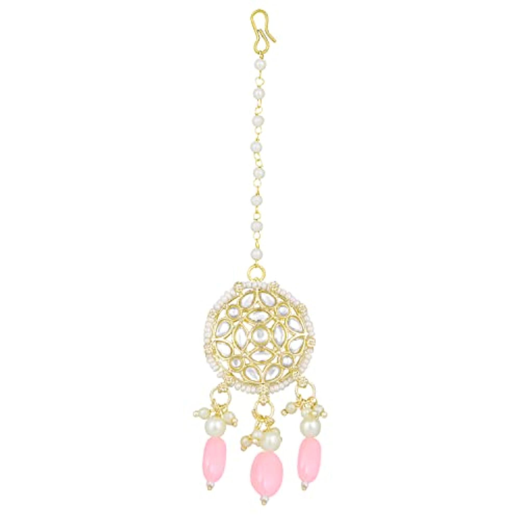 Plated Kundan Studded Choker Necklace & Dangle Earrings Set for Women