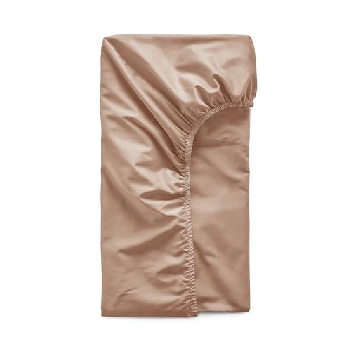 Image of DIP & DOZE Luxury Organic Cotton Percale Fitted Bed Sheet, Clay Double