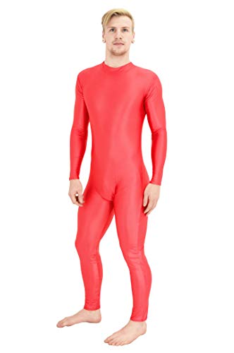ML-Sport24 Wetlook Herren Ganzanzug Kragen Rückenreißverschluss Stretch Shiny 80% Polyamid 20% Elasthan, L, Pink Cover