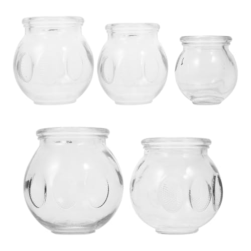 FRCOLOR 5pcs Glass Cupping Therapy Vacuum Cupping for Home Use Thickened Chinese Massage Cups Easy to Clean for Meridians and