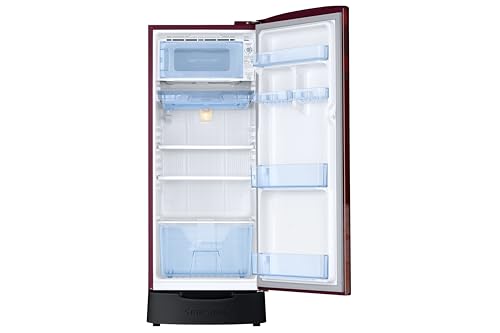 Image of Samsung 183 L, 5 Star, Digital Inverter, Direct-Cool Single Door Refrigerator (RR20F2825BR /NL, Begonia Red, Base Stand Drawer)