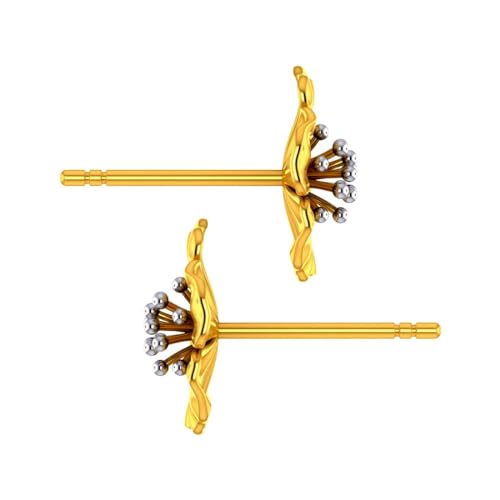 Image of P.C. Chandra Jewellers Bis Hallmarked 18Kt (750) Yellow Gold Beautiful Floral Studs With Petals Studs Earrings For Women & Girls - 1.15 Grams