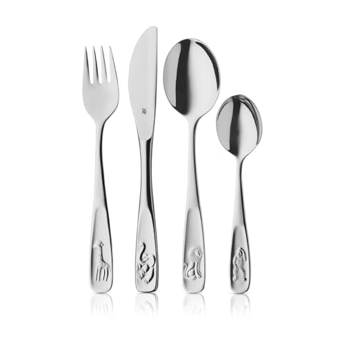 WMF Tiere Kinderbesteck Set Set 4-teilig, Kinderbesteck Edelstahl, Besteck Kinder ab 3 Jahre, Cromargan poliert, Universalverpackung