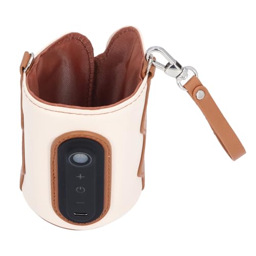 Crafted from leather, metal, and silicone materials, Portable Lightweight Soft Bottle Warming Bag, USB Milk Heat Keeper, 26 Levels Temperature Settings for Camping Hiking Travel,