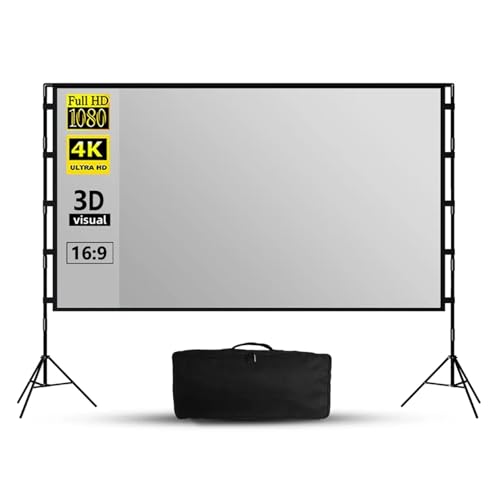 Projector Screen with Stand Metal Grey Anti-Light 16:9 84 100 120 Inch with Carry Bag for Home Theater Indoor Outdoor(84 inch) miniatura 7