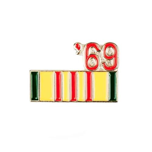 Insigne Vietnam Service 1969 ruban de chapeau et épingle à revers en laiton 7/8 pouce