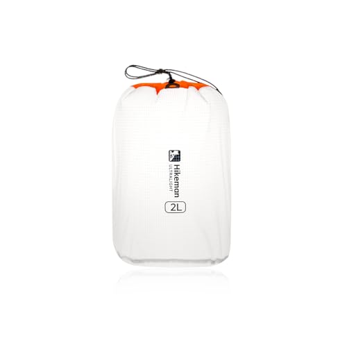 HIKEMAN スタッフバッグ 登山 収納ポーチ 極薄 超軽量 防水 UL バックパッキング用 撥水 半透明 巾着袋 バッグキャンプ ハイキング 登山用 運動 トラベル 2L 小物入れ (オレンジS1個入り)の商品画像（Amazon）
