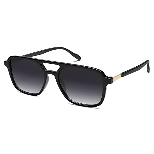 SOJOS Retro Aviator Sunglasses for Women Men,Trendy Rectangle Womens Mens Shades Sun Glasses SJ2202 Black Frame Grey Lens