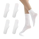 Feelorna 5 Paar Sneaker Socken Damen, Dünne Socken Damen weiche atmungsaktive Sportsocken kühlende Tennissocken für Altag (DE/NL/SE/PL, Alphanumerisch, Einheitsgröße, Regular, Regular, 5, Weiß)