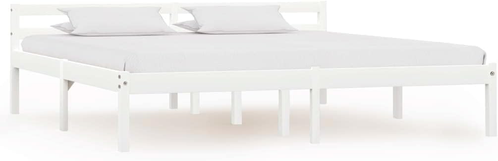 vidaXL Kiefernholz Massiv Bettgestell Holzbett Doppelbett Futonbett Massivholz Bett Bettrahmen Lattenrost Schlafzimmerbett 180x200cm Weiß