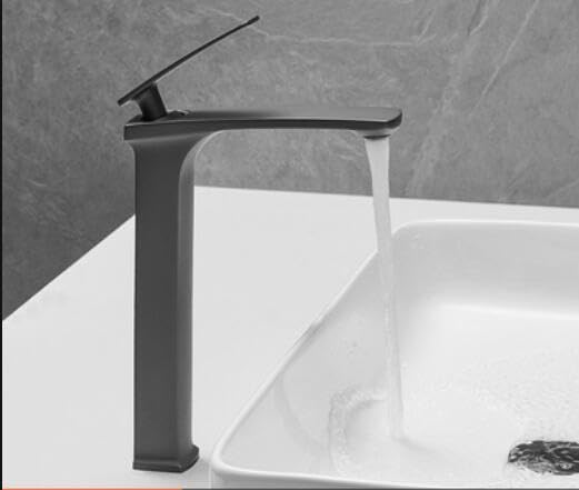 Robinet de lavabo pistolet gris haut mitigeur anti-éclaboussures pour vasque à poser