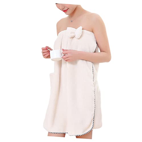 CHILDWEET 1pc ベージュ ホーム ホテル バスローブ ソフト 吸収性 水着 蝶結び 装飾 シャワースカート レディース メンズ