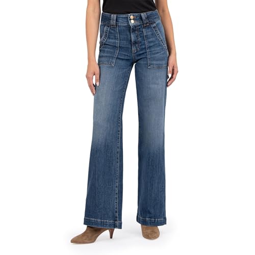 KUT from the Kloth Women's Jodi High Rise Wide Leg-Porkchop Front Pockets