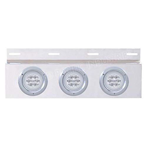 Image of United Pacific 61861 Mud Flap Bracket, Top, Stainless, w /Flat Bezel, Clear Lens