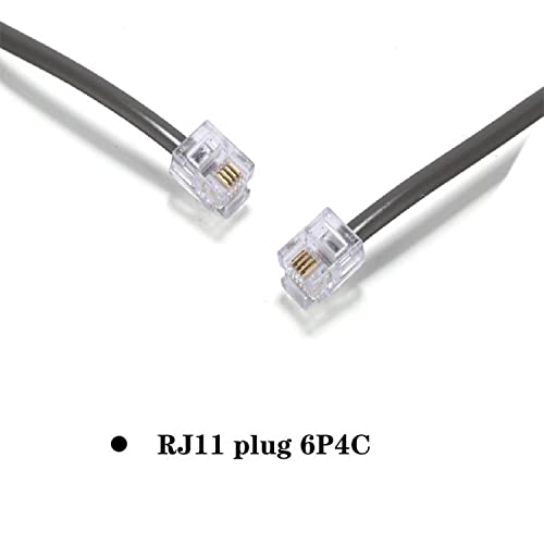 Lansensu 15-Feet Telephone Landline Extension Cord Cable Cord With Standard Rj-11 6P4C Plug (Silver 15-Ft, 2Pack) #TOP3