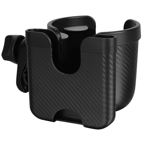 Image of Accmor Stroller Cup Holder with Phone Holder, Bike Cup Holder, Universal Cup Holder for Uppababy Nuna Strollers, 2-in-1 Drinks Holder for Walker, Wheelchair, Scooter