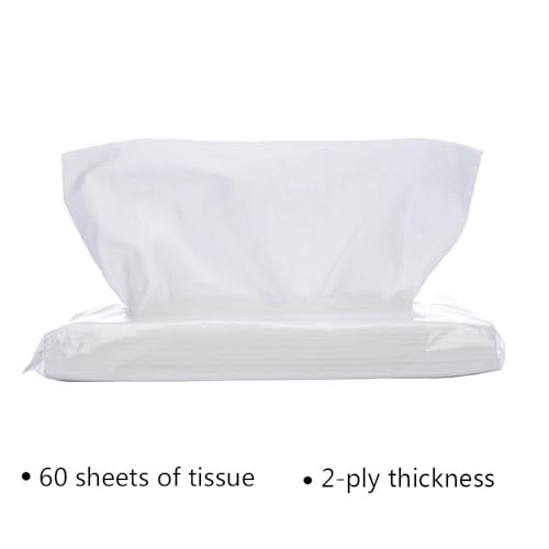 Mr.Ho Soft White Facial Tissue Car Tissue Holder, Made of Primeval Wood Pulp with Highly Water Absorption, Pack of 8, 60 Ct Each - Thumbnail 5