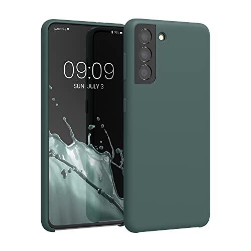 kwmobile Cover per Samsung Galaxy S21 Custodia - Back Case per Smartphone in Silicone TPU - Protezione Gommata - verde muschio