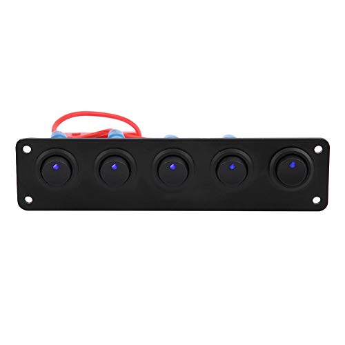 Panel De Interruptores Basculantes Fydun De 5 Posiciones - Impermeable IP67, LED Azul, Para Coche, Caravana, Barco (12-24V)