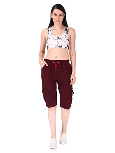 Image of UZARUS Womens Cargo Capri Shorts with 9 Pockets