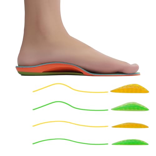 Image of Plantar Fasciitis Insoles, Adjustable Arch Support Insoles with 4 Pairs Arch Support Inserts for Different Heights and Hardness of Left and Right Feet, Orthotic Insoles for Walking & Standing