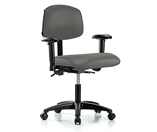 Image of Perch Multi-Task Office Chair with Adjustable Armrests | Desk Height 17-22 inch | Charcoal Vinyl