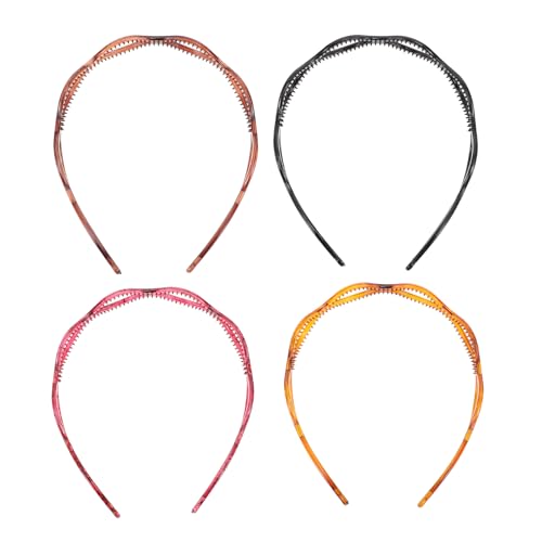 FOMIYES 4pcs Face Wash Headband Head Pieces for Woman Headband for Putting on Makeup Workout s for Men Tortoise Shell DIY Hair Bands Teeth Comb Headpiece Hollowed