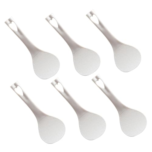OFFSCH 6pcs Heart Shaped Rice Spoons Ergonomic Plastic Serving Spoon for Electric Cookers Multipurpose Rice Shovels and Easy to Clean Kitchen Utensils
