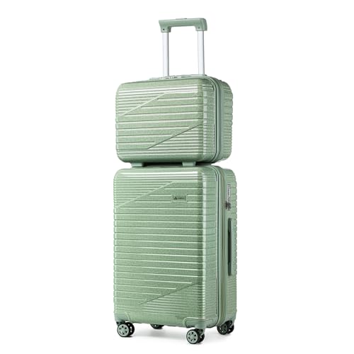 Somago Equipaje rígido expandible, bloqueo de aduana TSA, cremallera YKK, maleta rígida ligera de policarbonato, viajes y negocios, GEYAO Verde, Carry-On (14/20inch)