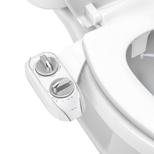 LUXE Bidet NEO 185 Plus - Dual Nozzle, Non-Electric Bidet Attachment for Toilet Seat, Patented Slide-In Install, 360° Self-Clean, EZ-Lift to Clean, Feminine & Rear Wash (Chrome)