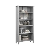 Bush Home Salinas 5 Shelf Bookcase in Cape Cod Gray, Tall Bookshelf, Large Book Shelf for Living Room, Home Office, or Entryway