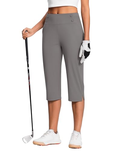 ISEEGZ Capri Pants for Women 18" Light Gray