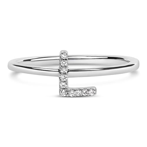 10K White Gold Diamond Accent Initial "L" Ring - Size 7
