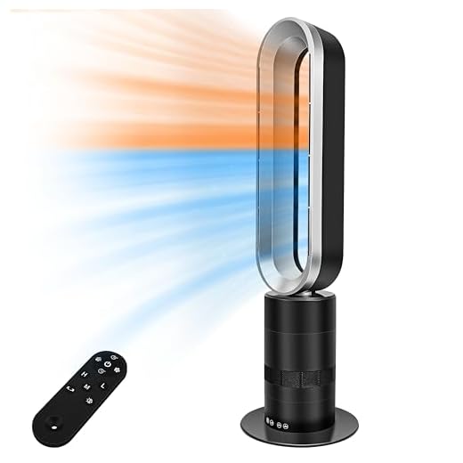 HealSmart 32-inch Space Heater Bladeless Tower Fan, Heater & Fan Combo, 9H Timer 10 Speeds with Remote Control, Air Circulator Fan for Home , black