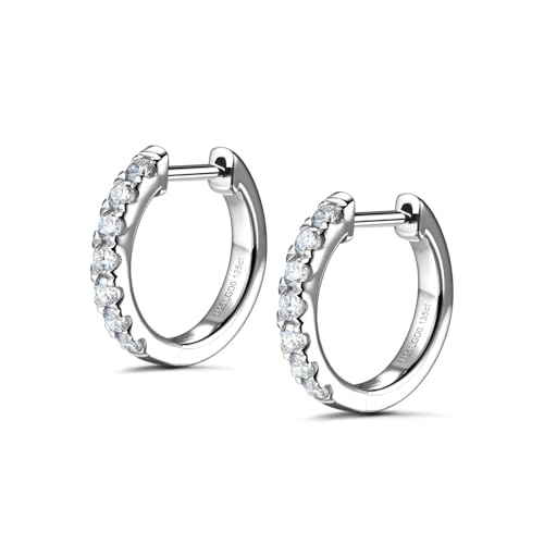 Agvana 0.13 Ct. Tw. Lab-Grown Diamond Hoop Earrings in Sterling Silver (D-E Color, VS Clarity) Fine Jewelry for Women Anniversary Birthday Gifts for Women Her, Size 8MM