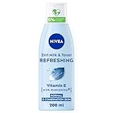 NIVEA 2-in-1 Refreshing Milk & Toner (200ml), Face Cleanser with Vitamin E and Hydramine, Deeply Cleanses, Tones, and Intensively Moisturises Skin, Make-Up Remover